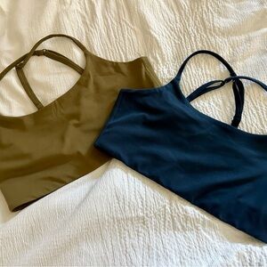 Girlfriend Collective Deep Blue and Olive Bras